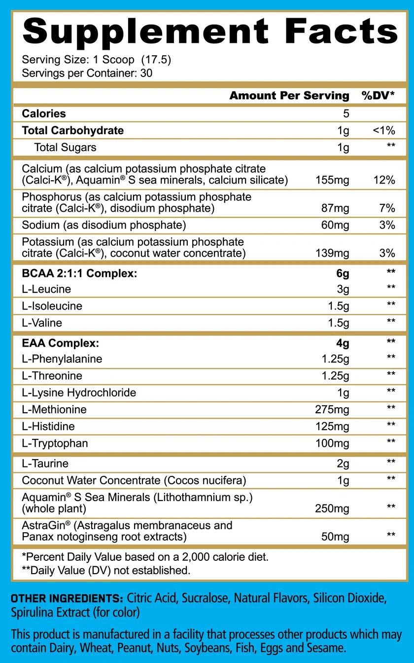 AMINOS | BCAA + EAA + HYDRATION + ELECTROLYTES (Blue Raspberry)