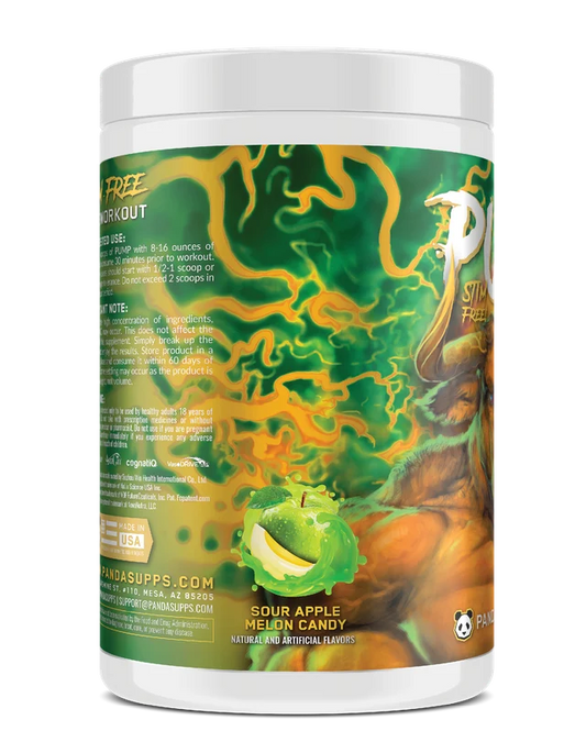 PUMP STIM FREE PRE-WORKOUT (NEW Sour Apple Melon Candy)