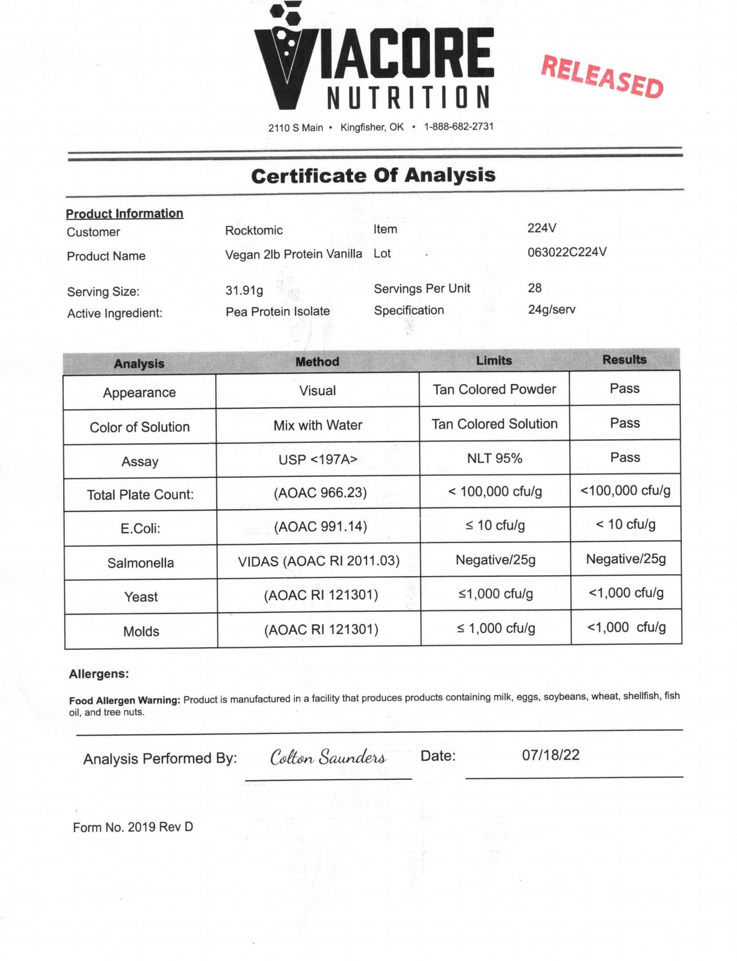 2lb ENERGIZE PREMIUM VEGAN PROTEIN (Vanilla)