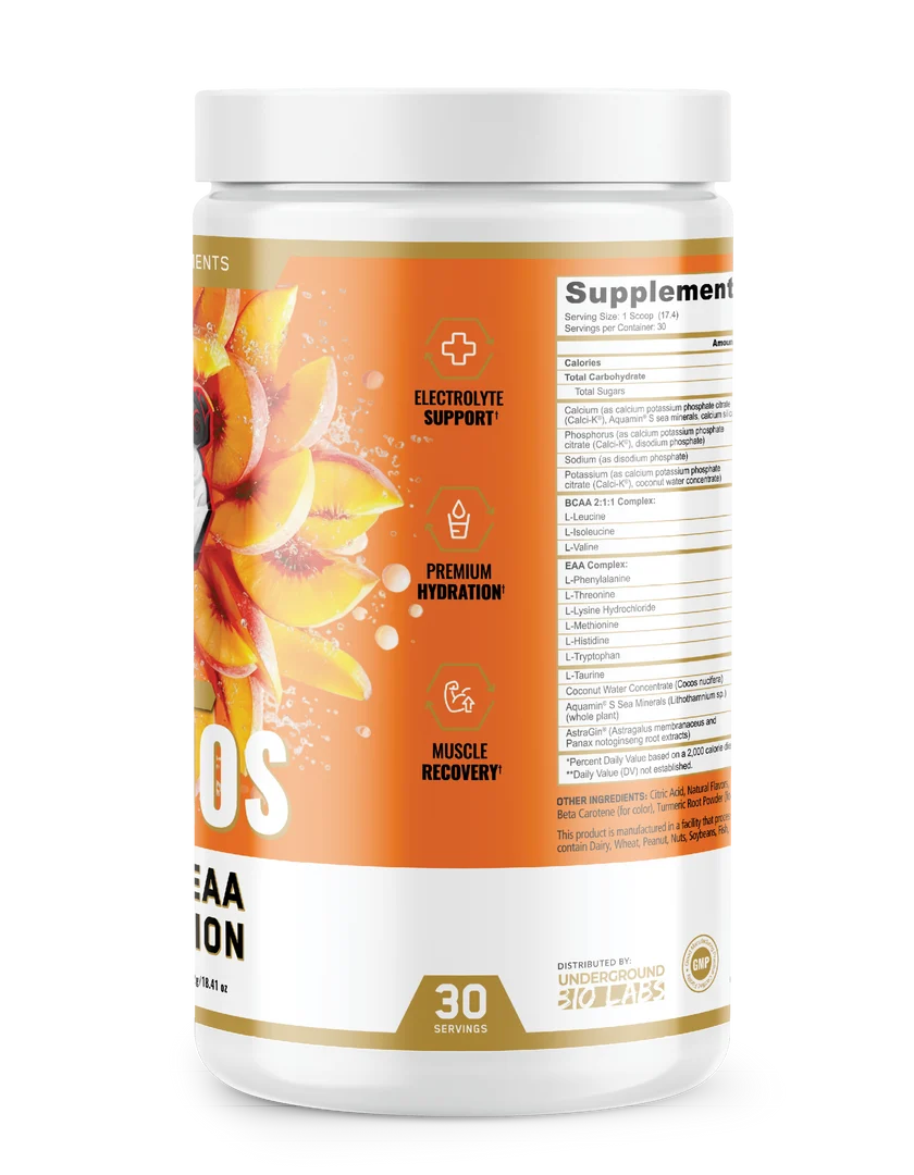 AMINOS | BCAA + EAA + HYDRATION + ELECTROLYTES (Peach Mango)