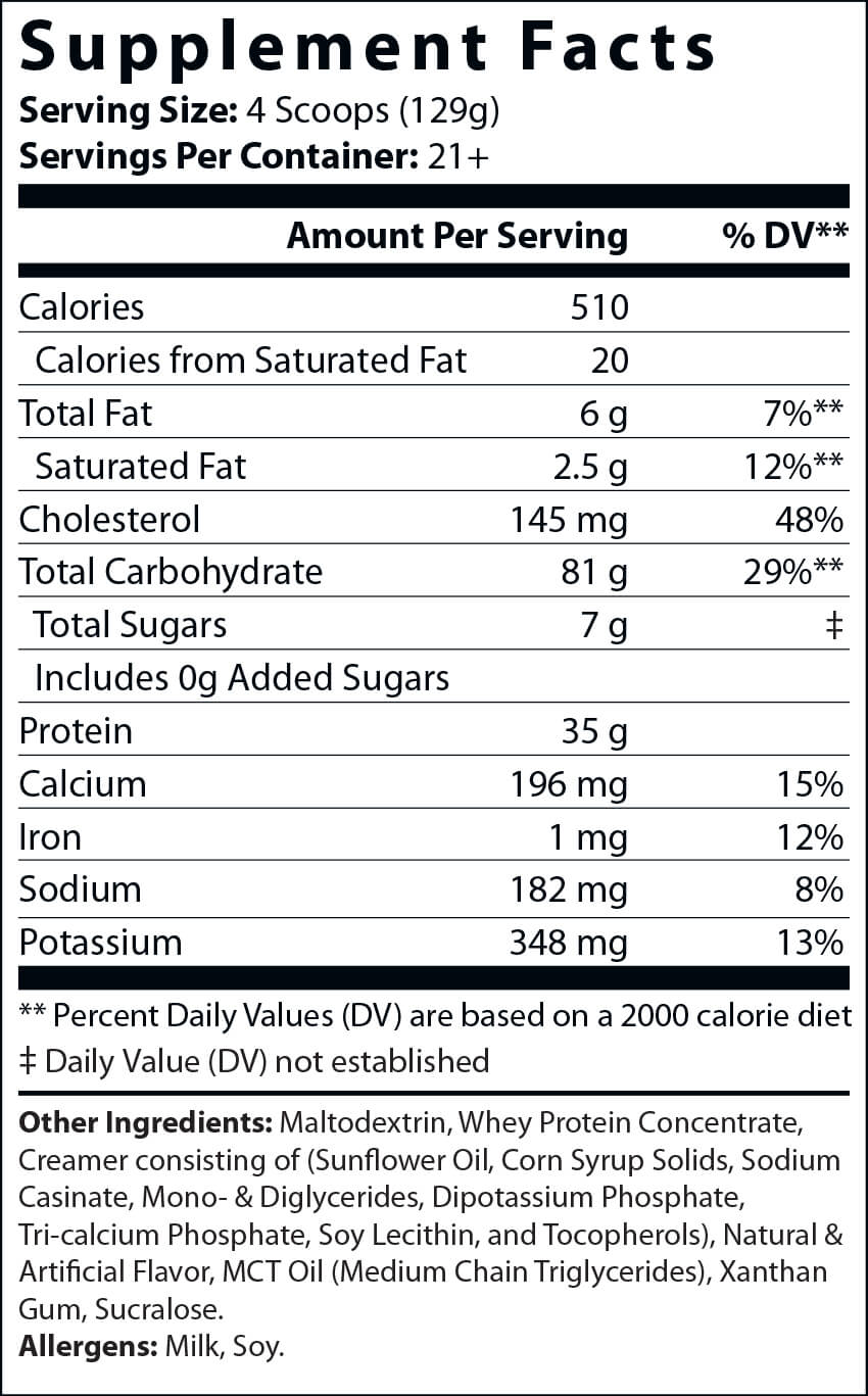6lb ENERGIZE BULK UP MASS GAINER (Vanilla Milkshake) w/Low Sugar