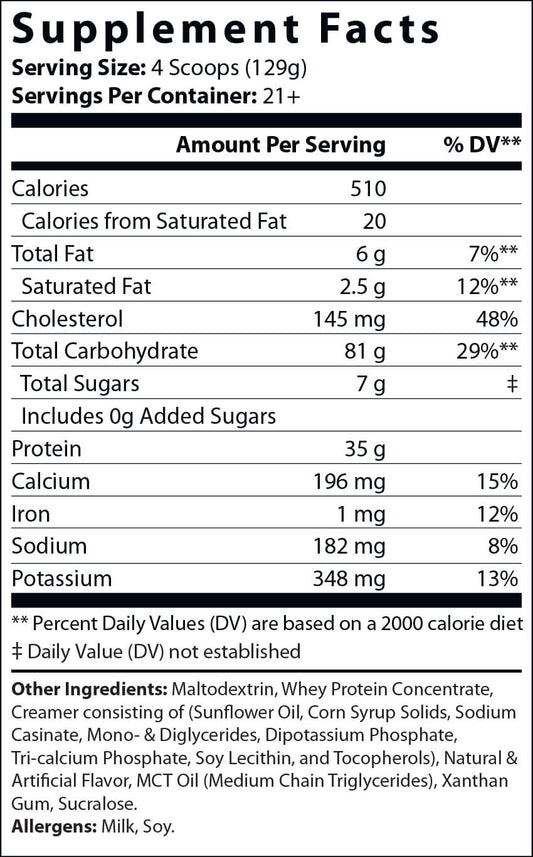 6lb ENERGIZE BULK UP MASS GAINER (Vanilla Milkshake) w/Low Sugar